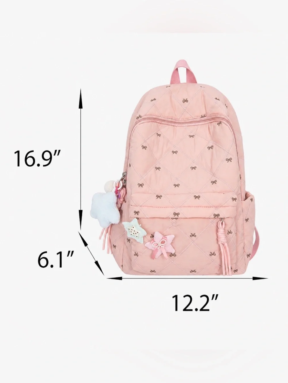 Pink Quilted Kids Backpack with Star Charms